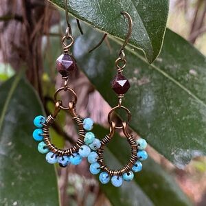 Turquoise and Garnet Earrings